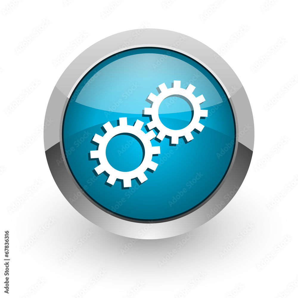 gear blue glossy web icon