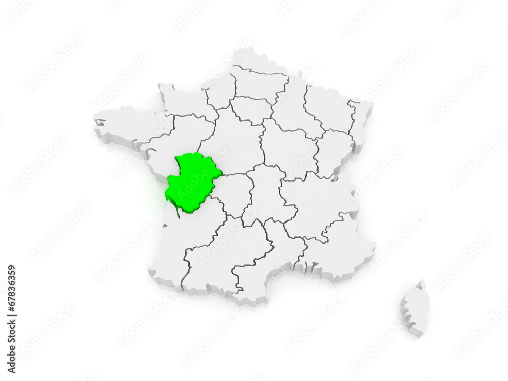 Map of Poitou - Charentes. France. Map of Poitou - Charentes. France.