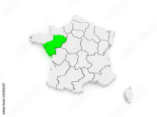 Map of Pays de la Loire. France.