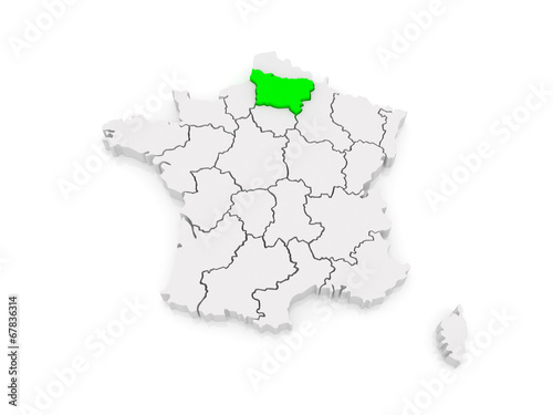 Map of Picardy. France.