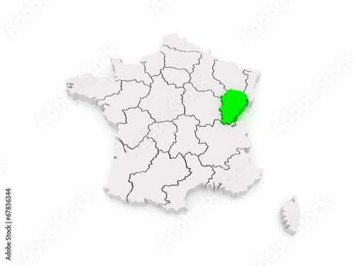 Map of Franche-Comte. France.