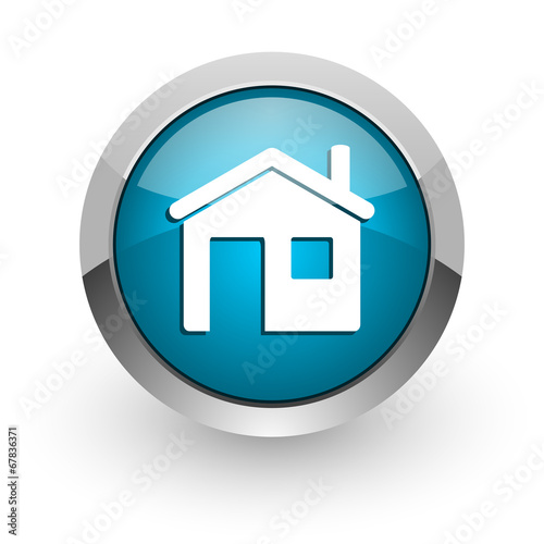 house blue glossy web icon