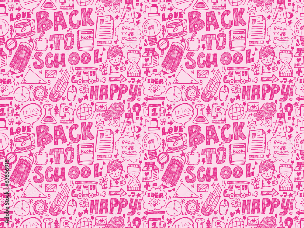 doodle back to school seamless pattern