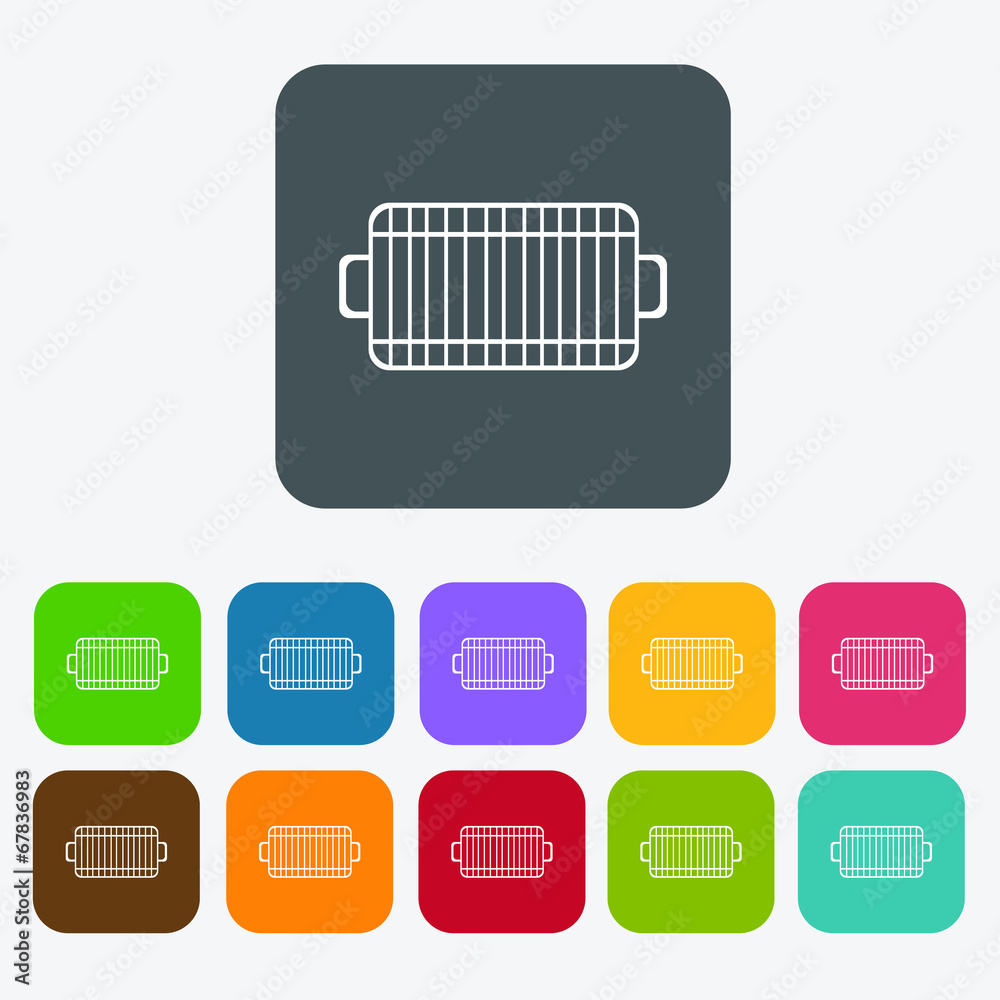 Barbecue grill icons set. Rectangle colourful 12 buttons. Vector Barbecue grill icons set. Rectangle colourful 12 buttons. Vector