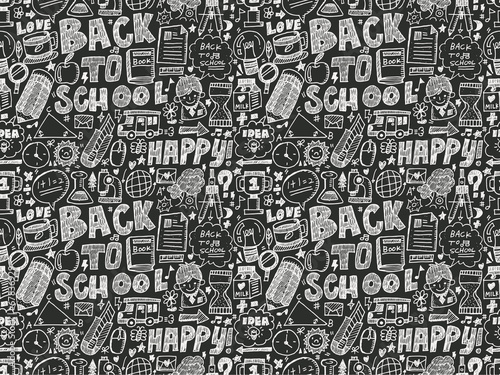 doodle back to school seamless pattern