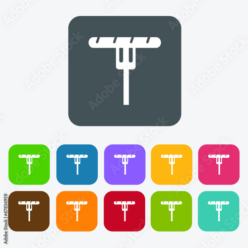 Sausage icons set. Rectangle colourful 12 buttons.