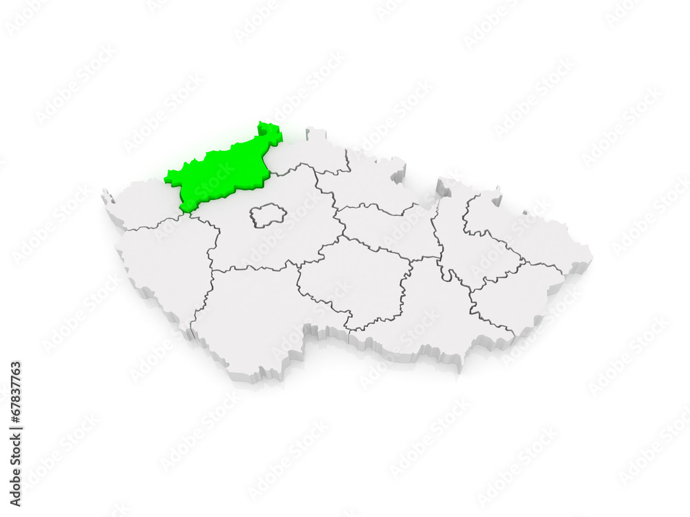 Map of Usti region. Czech Republic.