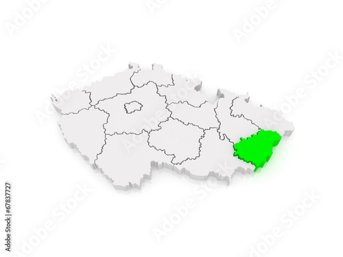 Map of Zlin Region. Czech Republic.