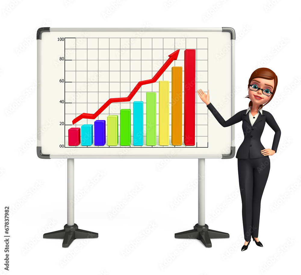 Young Business Woman with business graph Young Business Woman with business graph