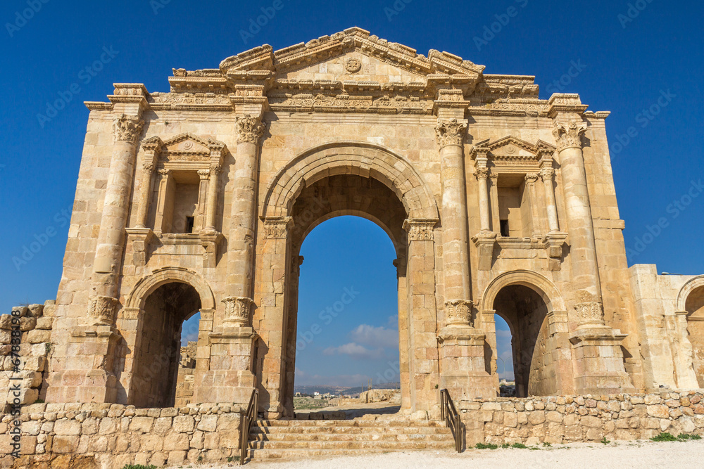 Hadrians Gate in Jerash Jordan
