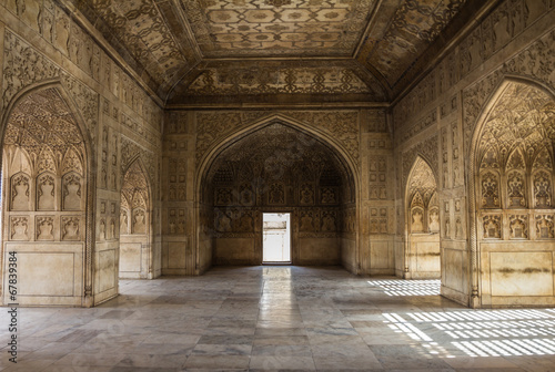Canvas Print Detailed art inside Agra Fort India