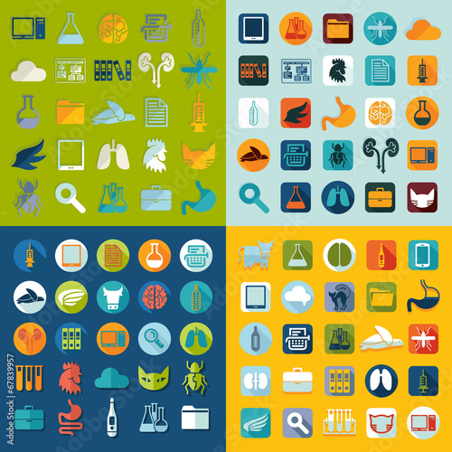 Set of veterinary flat icons