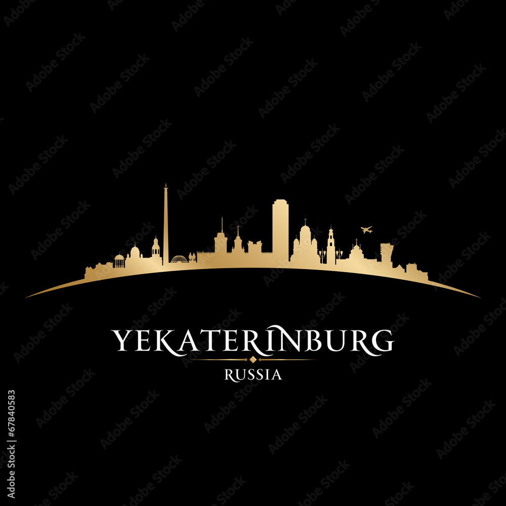Fototapeta premium Yekaterinburg Russia city skyline silhouette black background