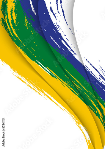 abstract background with brush strokes in brazil colors, design 
