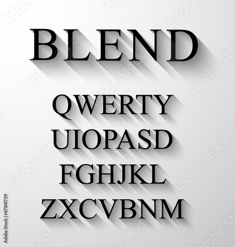 Classic alphabet with modern long shadow effect.