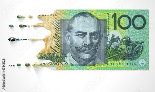 Australian Dollar Melting Dripping Banknote