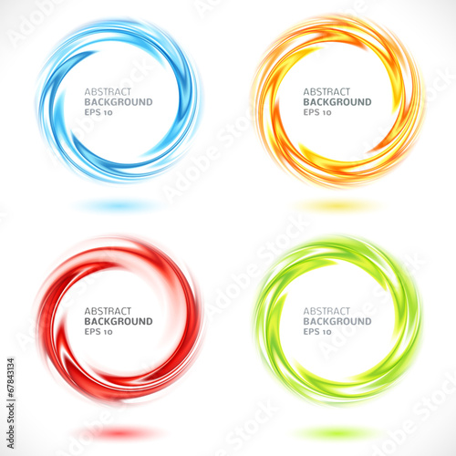 Set of abstract swirl circle bright background