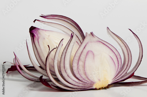 Two slices of red onion
