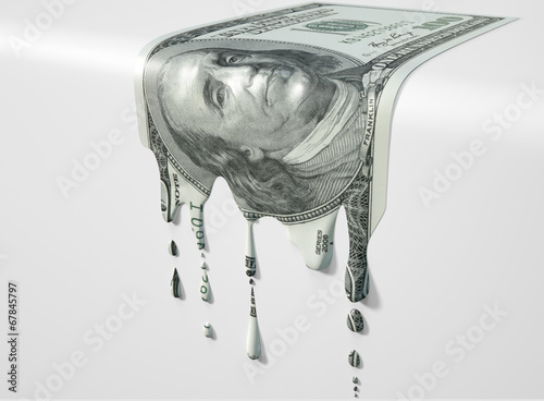 Fotografie US Dollar Melting Dripping Banknote
