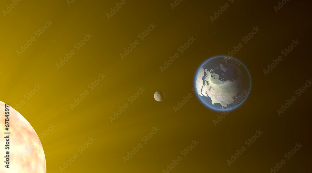 Obraz premium Eclissi solare, spazio terra luna sole