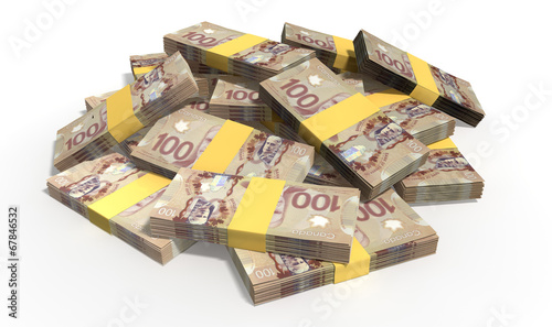 Photos Canadian Dollar Notes Scattered Pile