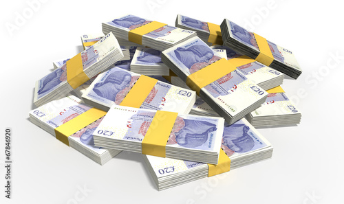 British Pound Sterling Notes Scattered Pile