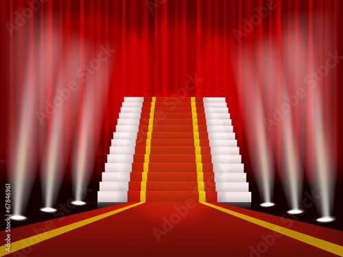Red carpet and stair for rewarding ceremony