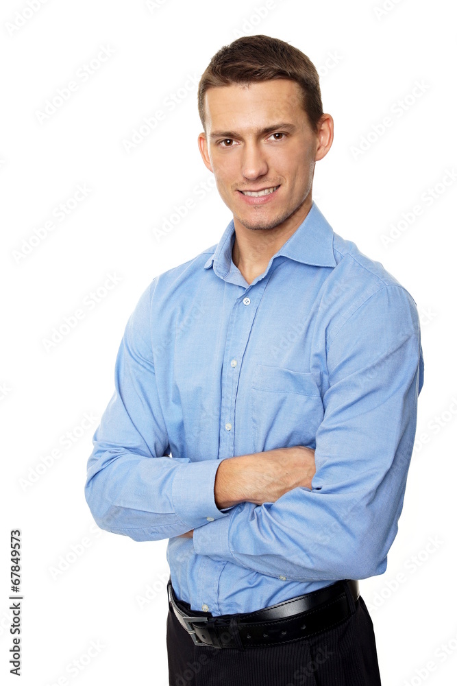 Portrait of young smiling man in blue shirt Portrait of young smiling man in blue shirt
