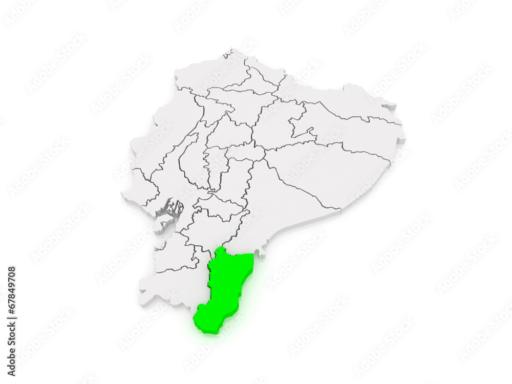 Map of Zamora. Ecuador.