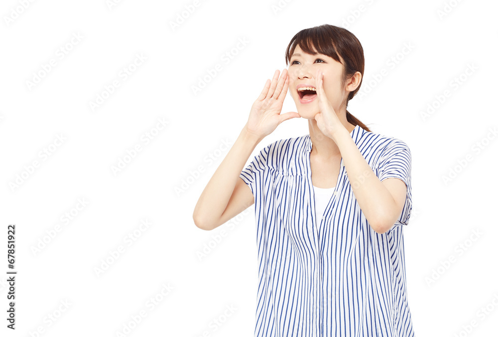 呼びかける女性 呼びかける女性