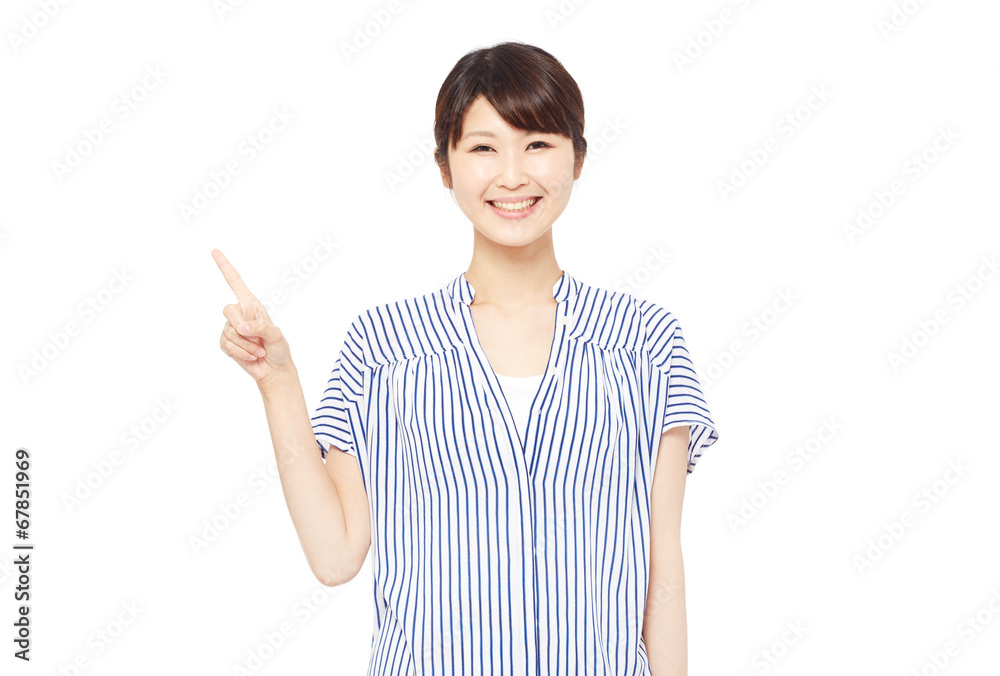指差す女性 指差す女性