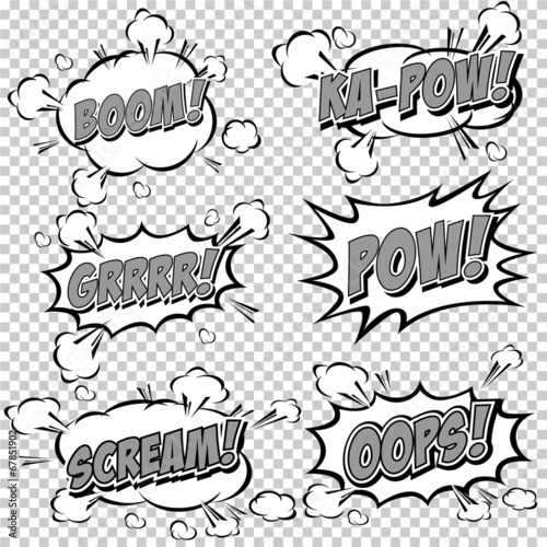 Collection multicolored comic sound Effects