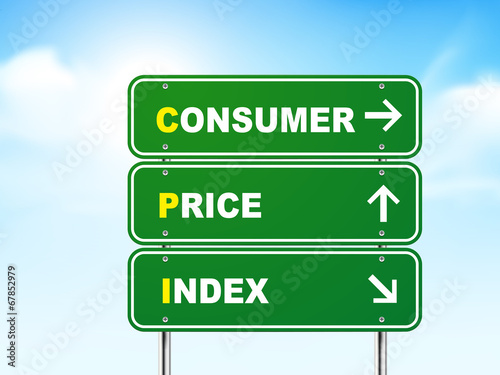 3d consumer price index road sign