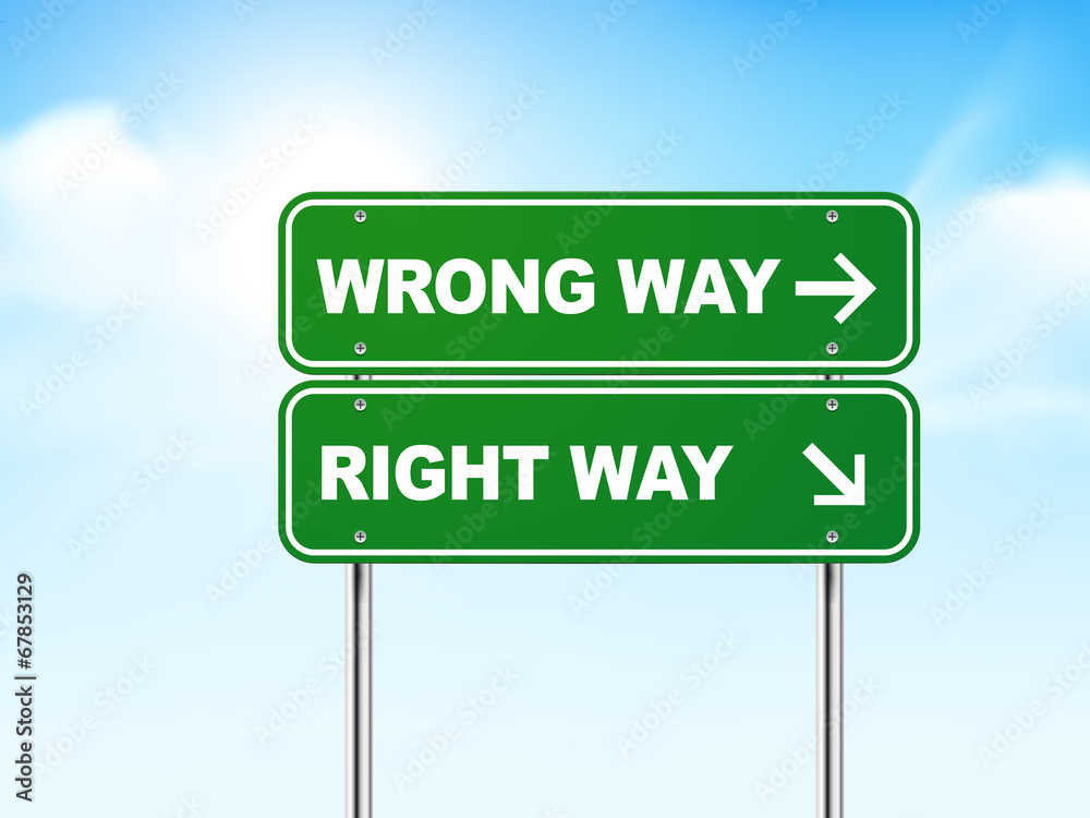 3d road sign with wrong and right way 3d road sign with wrong and right way