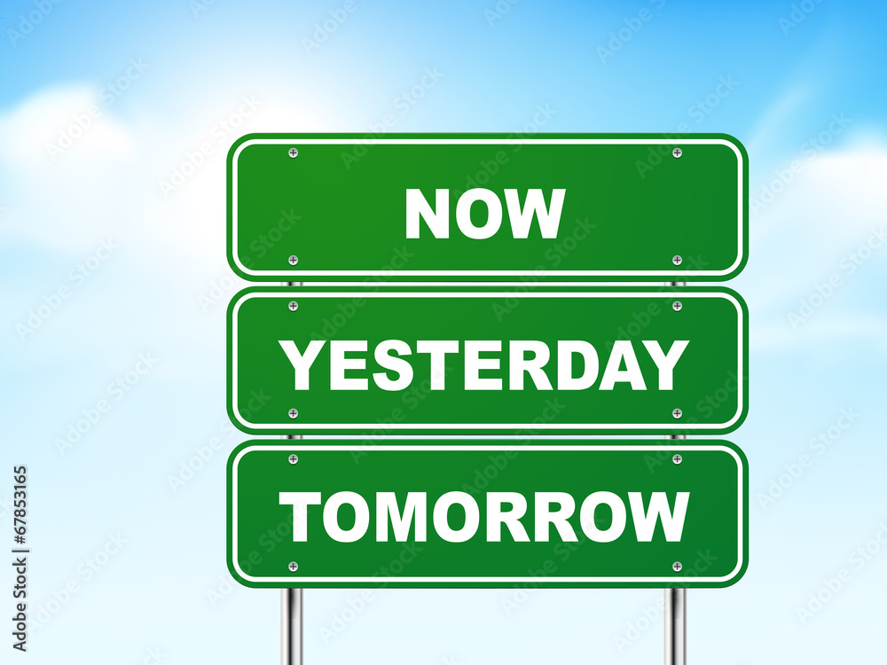 3d road sign with now, yesterday and tomorrow 3d road sign with now, yesterday and tomorrow
