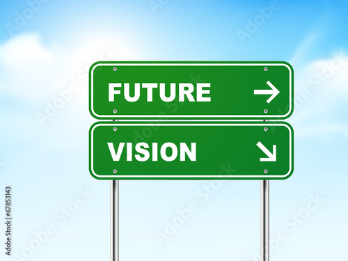 3d road sign with future and vision