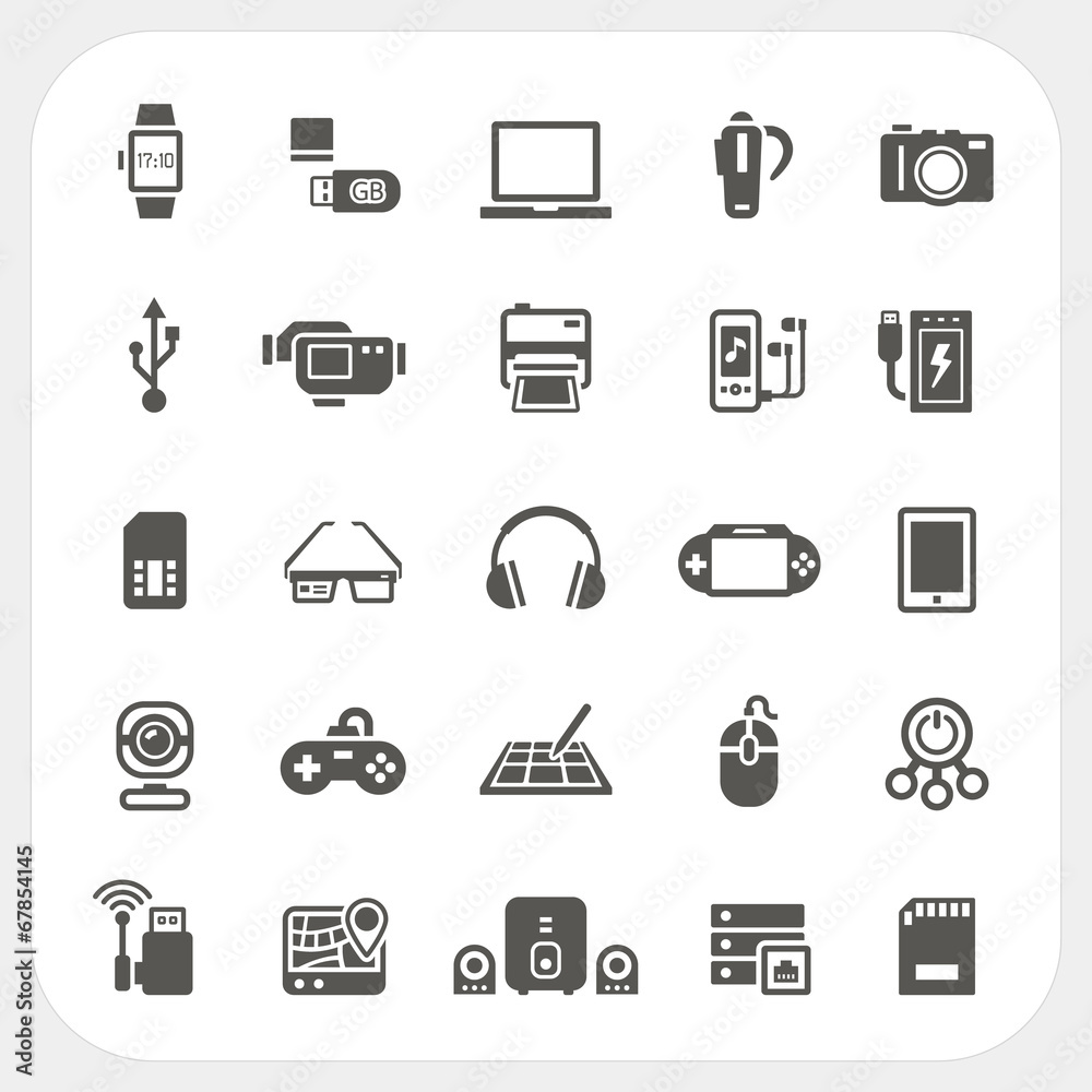 Electronic and gadget icons set