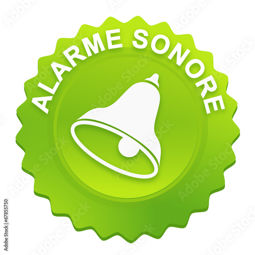alarme sonore sur bouton web denté vert