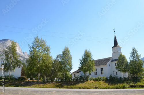 little white church in the Skjomdal valley, Norway