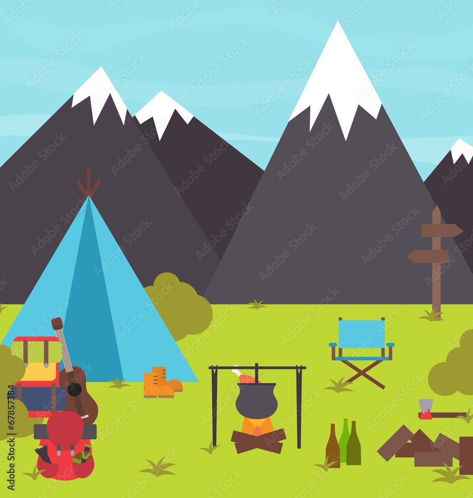 Camping in the mountains vector illustration Camping in the mountains vector illustration