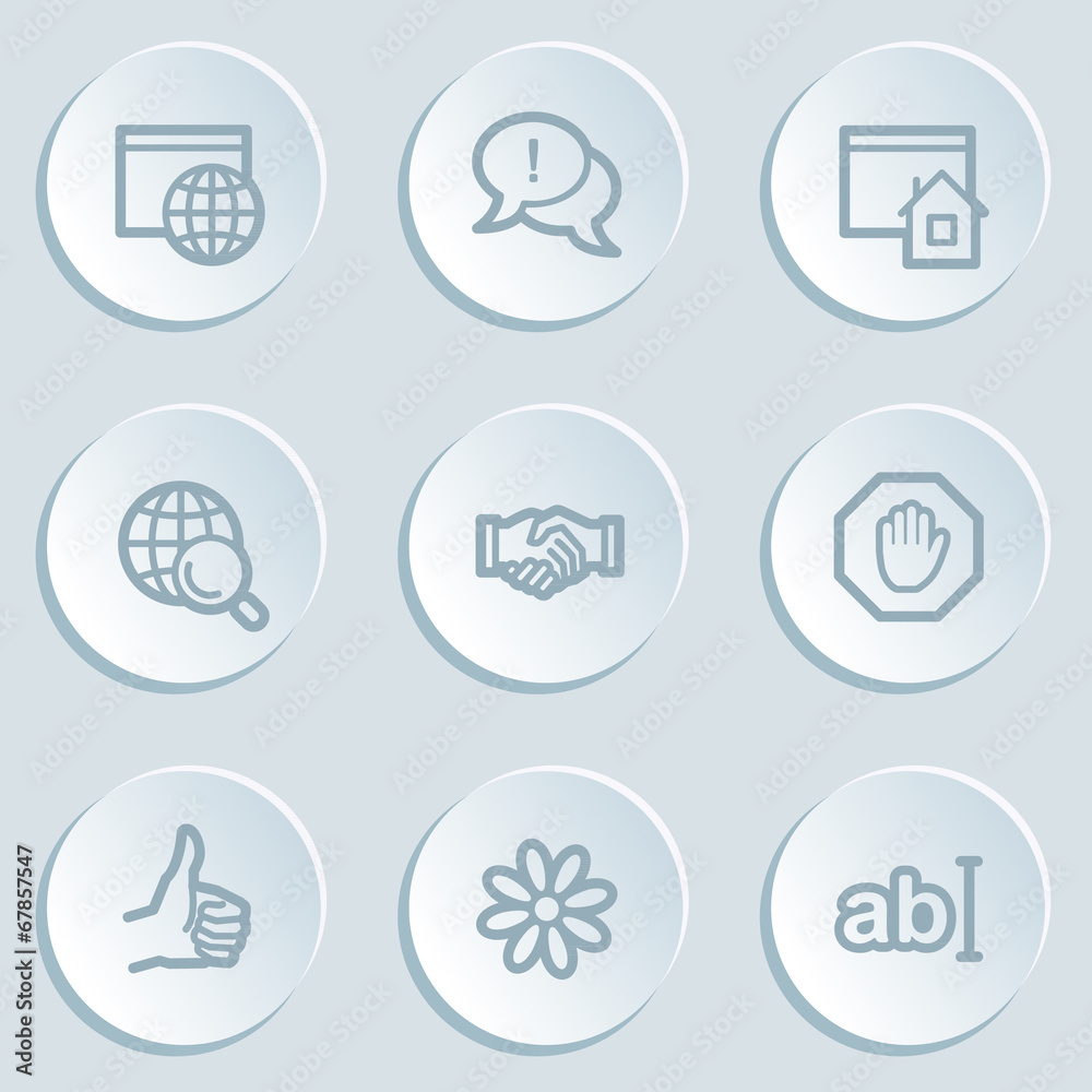 Internet web icon set 1 , white sticker buttons