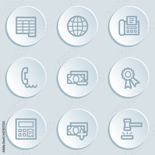 Finance web icon set 2, white sticker buttons