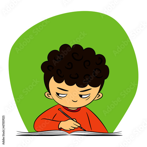 children in school – vector illustration of a boy who is peeking