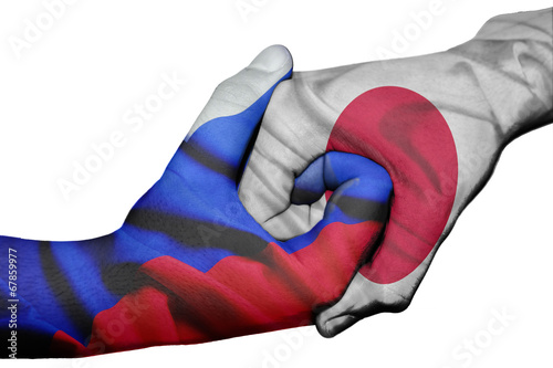 Handshake between Russia and Japan