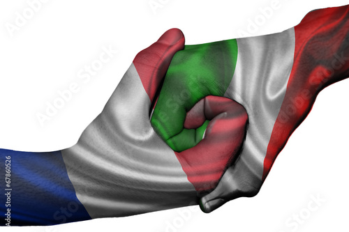 Handshake between France and Italy