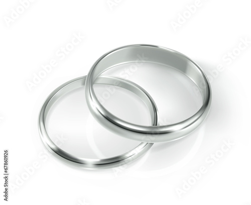 Pair of silver wedding rings, vector illustration