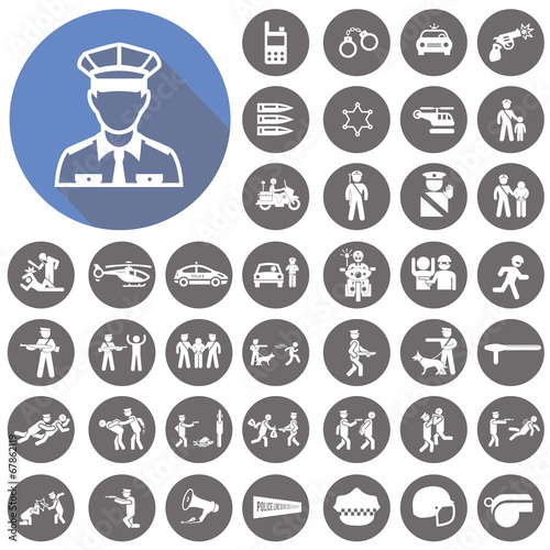 Police icons set. Illustration eps10