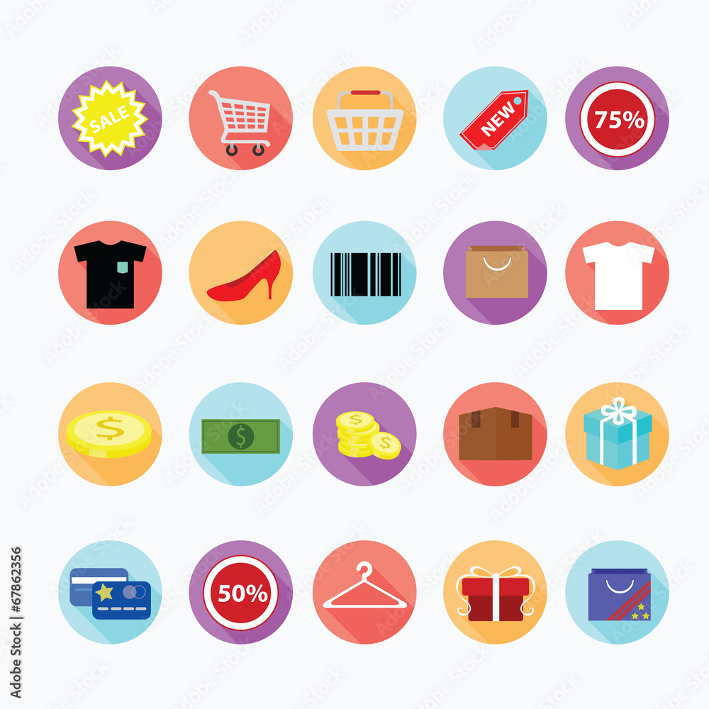 Trendy shopping icons set. Illustration eps10 Trendy shopping icons set. Illustration eps10