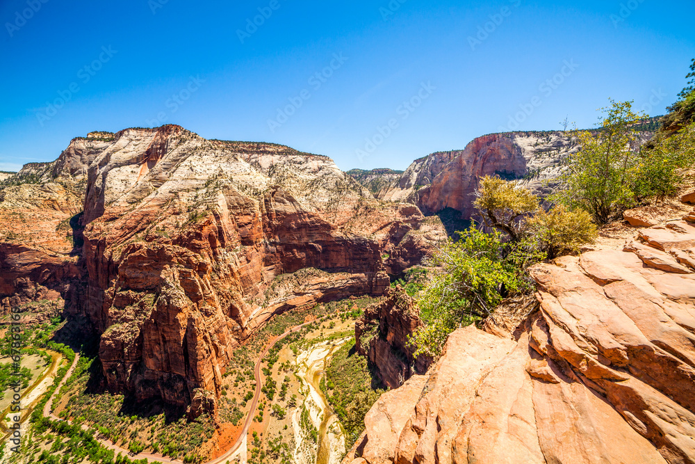 Beautiful view of canyon in Zion National Park.