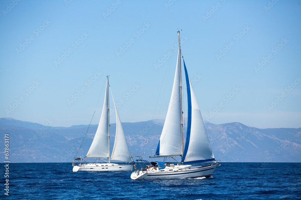 Luxury yachts. Boats in sailing regatta.